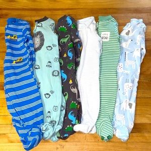 Bundle of 6 newborn Carters Sleep N Play footed pajamas